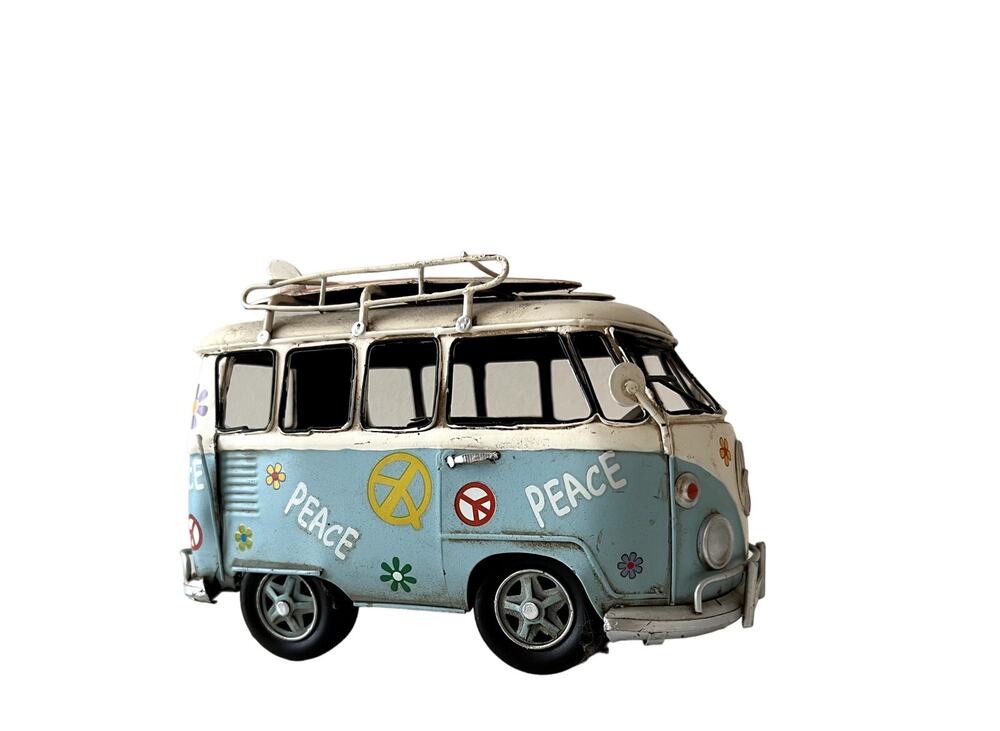 Classic Volkswagen 8" Peace Van With Rack Hand Welded Hand Painted Excellent